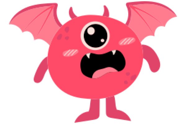 Vivid Pink Cartoon Creature with Wings and a Big Eye