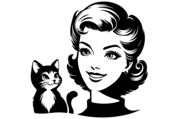 A Classic Illustration of a Woman and Her Cat