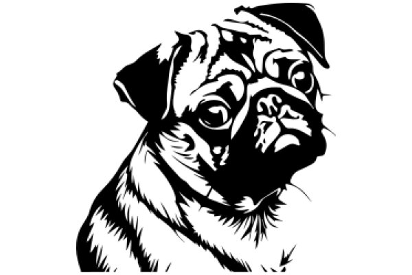 Stylized Portrait of a Pug Dog