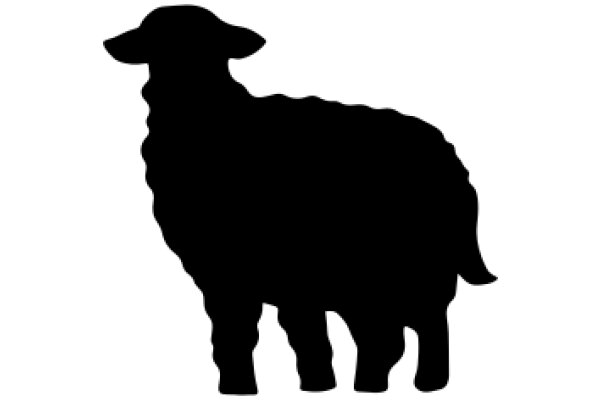 A Silhouette of a Sheep on a White Background