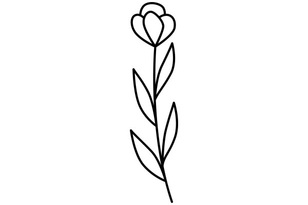 Simplistic Line Drawing of a Flower