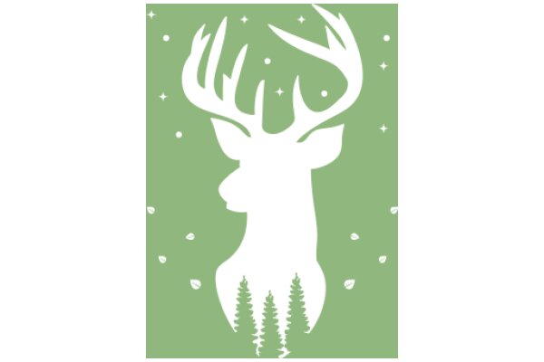 Stylized Deer Silhouette with Tree and Starry Sky Background