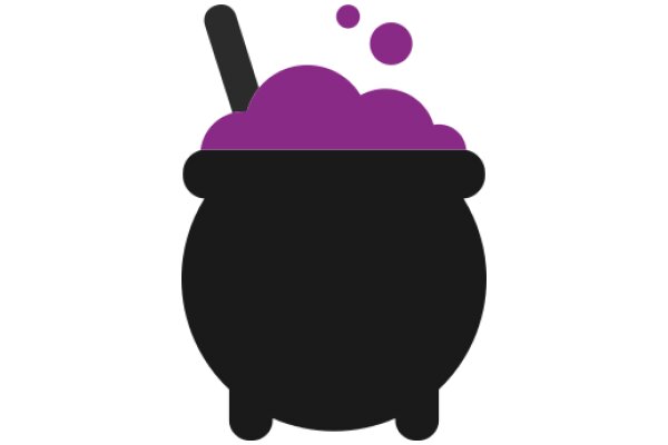 A Purple Cauldron with a Stirring Spoon, Bubbling with a Purple Liquid