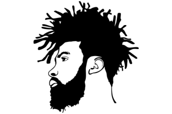 Stylized Portrait of a Man with a Beard and Afro