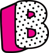 Vibrant Letter B with a Pink Background and Black Dots