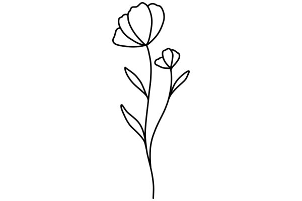 Simplistic Line Drawing of Two Flowers