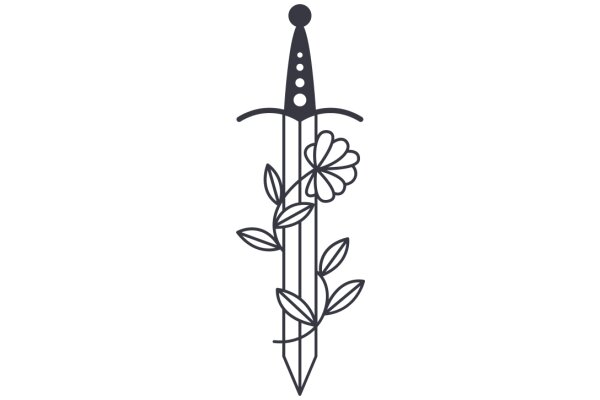 Stylized Illustration of a Sword with Floral Accents