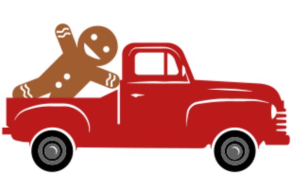 A Playful Scenario: A Gingerbread Man Hitchhiking a Red Truck