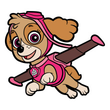 Adorable Cartoon Dog in a Pink Costume