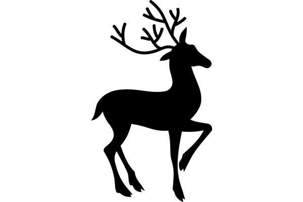 Stylized Black Silhouette of a Deer with Antlers