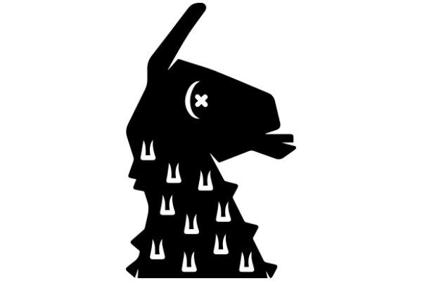 Silhouette of a Stylized Dog with a Crescent Moon on Its Head