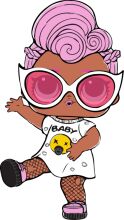 Stylish Cartoon Character with Pink Hair and Glasses