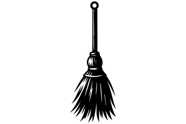 A Single Broom Against a White Background