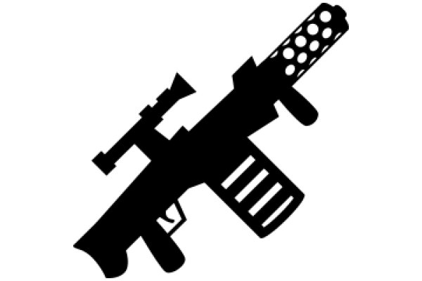 Silhouette of a Gun with a Magazine and a Barrel