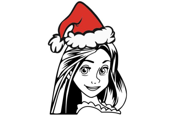 A Festive Holiday Greeting: A Girl in a Santa Hat