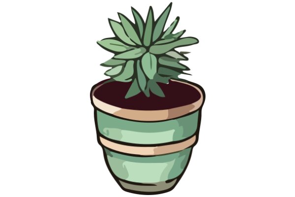 A Digital Illustration of a Potted Plant with a Green Flower