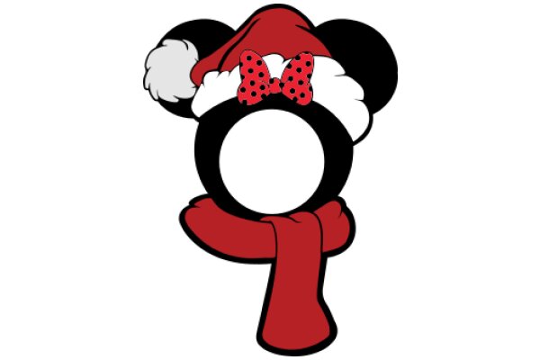 Mickey Mouse in a Festive Holiday Hat and Scarf