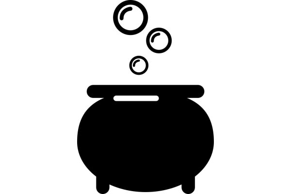 A Whimsical Illustration of a Cauldron with Floating Bubbles