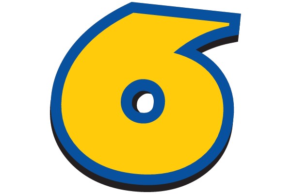 Vibrant Logo Design: A Blue and Yellow Circle with a Number 6 Inside