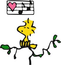 A Playful Interaction: A Cartoon Character and a Musical Note with a Heart