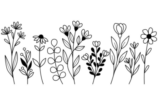 Floral Illustration: A Collection of Stylized Flower Drawings