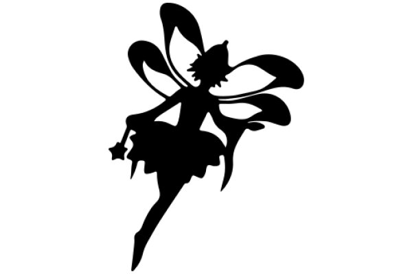 Silhouette of a Fantasy Character: A Tinkerbell-like Figure with Wings and a Star