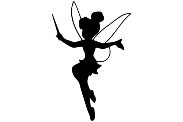 Silhouette of a Tinkerbell-like Fairy with a Sword