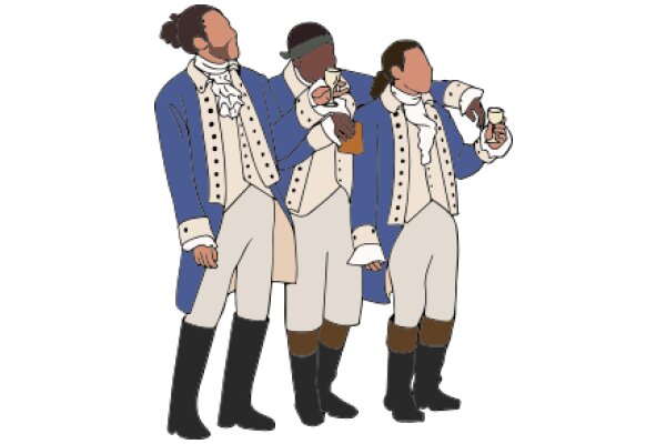 Three Gentlemen in 18th-Century Attire, Enjoying a Moment of Leisure