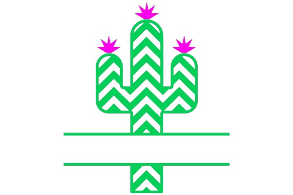 Vibrant Cactus Design with Pink Stars and Green Stripes