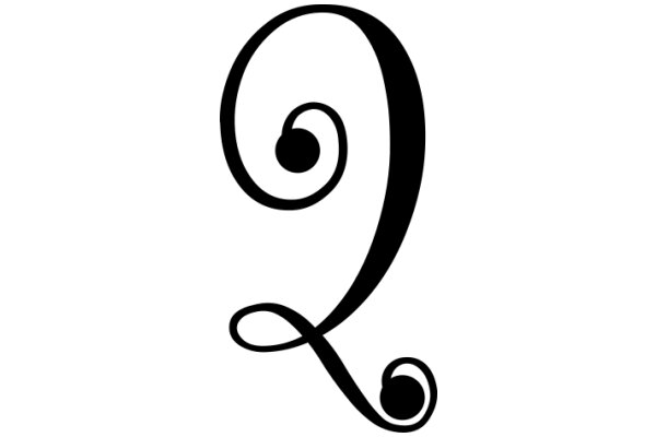 Stylized Black Letter 'Q' with a Swirl Design