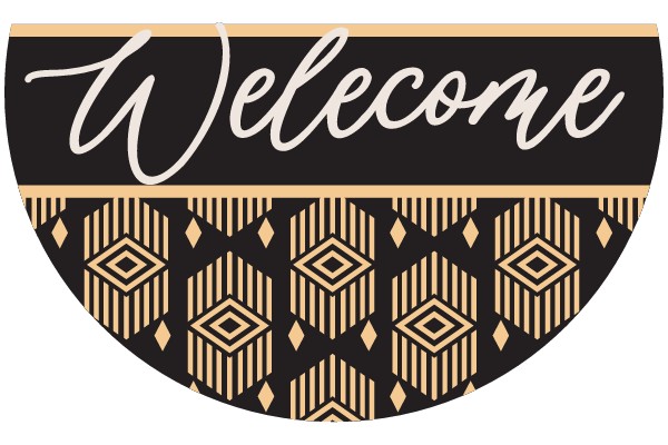 Welcome Sign with Black and Gold Design