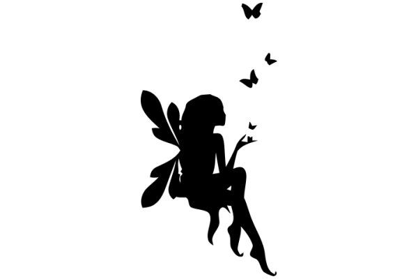 Silhouette of a Butterfly and a Person in Flight