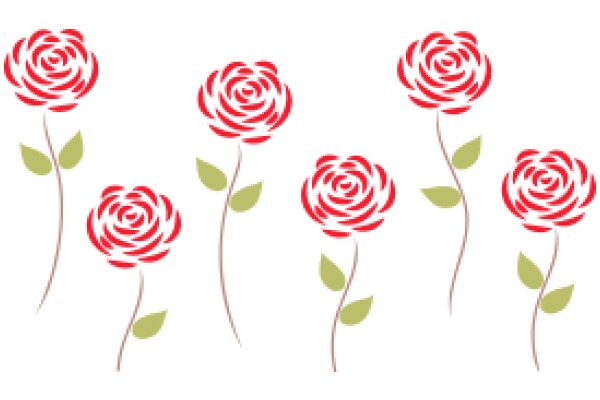 Elegant Red Roses with Green Leaves on a White Background