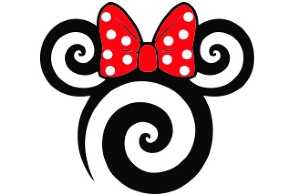 Whimsical Design: A Playful Logo Combining a Minnie Mouse Bow and a Spiral