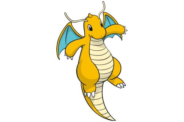 A Friendly Yellow Dragon with Blue Wings