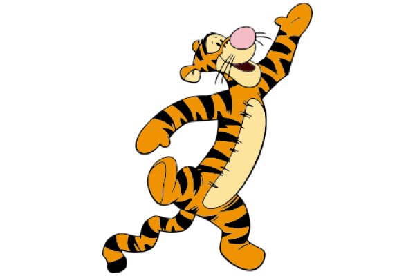 Tiger's Joyful Dance: A Cartoon Character's Delightful Moment