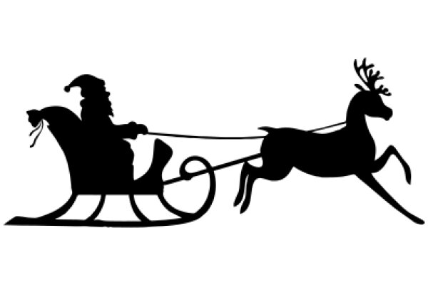 Silhouette of Santa Claus and his Reindeer