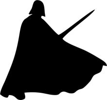 A Silhouette of a Jedi Knight in a White Background