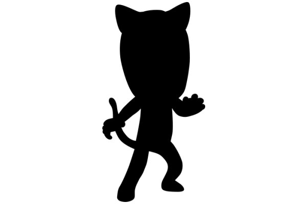 A Silhouette of a Cat-like Figure with a Tail, Standing on Two Legs