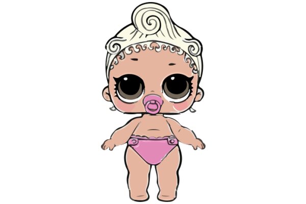 Adorable Cartoon Character: A Cute, Pink-Bikini-Wearing Doll with Blonde Hair and Big Eyes