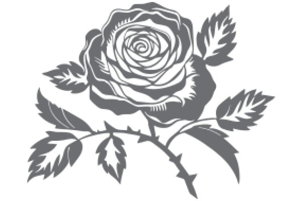 Elegant Rose Silhouette with Leaves