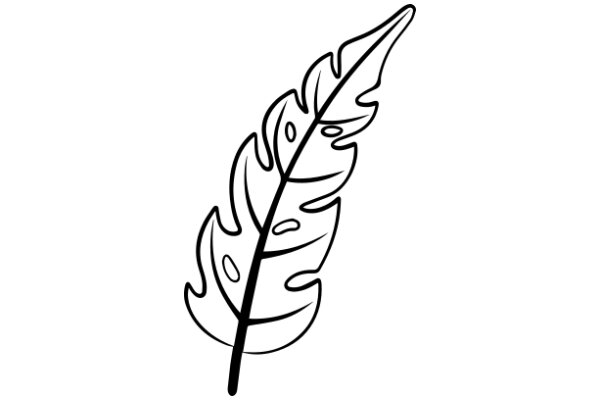 Stylized Line Drawing of a Feather