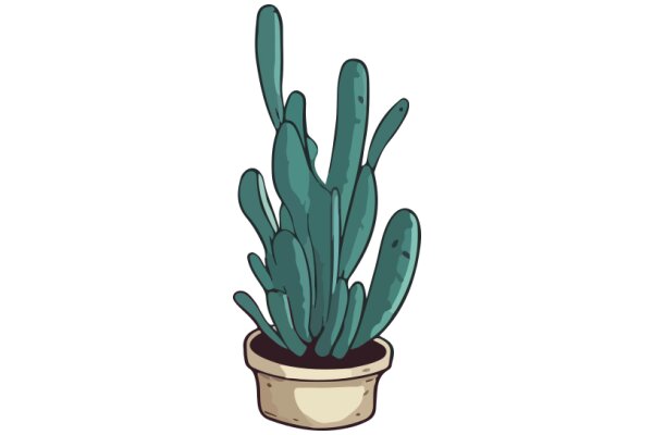 A Whimsical Illustration of a Cactus in a Pot