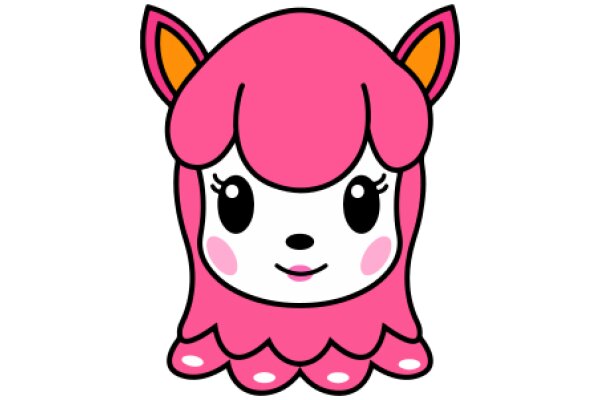 Adorable Pink Cartoon Character with Orange Ears