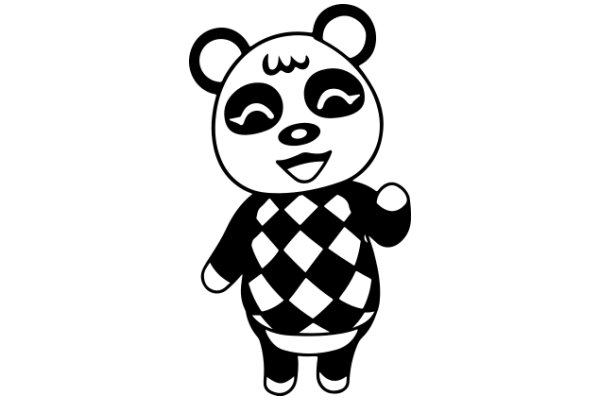 Adorable Cartoon of a Panda Bear Smiling