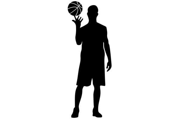 Silhouette of a Basketball Player Holding a Ball