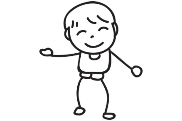 A Simple Line Drawing of a Smiling Character