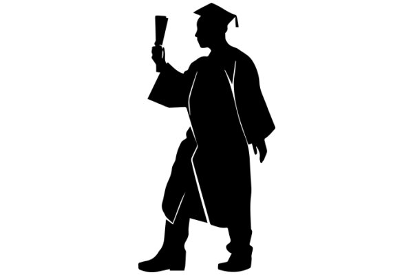 Silhouette of a Graduate Celebrating with a Trophy