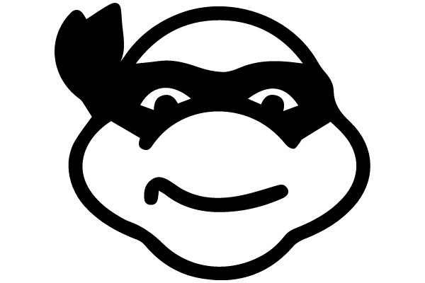 A Playful Line Drawing of a Smiling Cartoon Character with a Mask