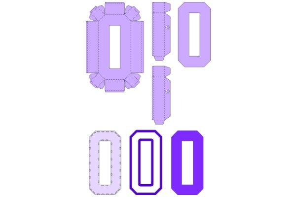 A Collection of Purple Geometric Shapes and Letters